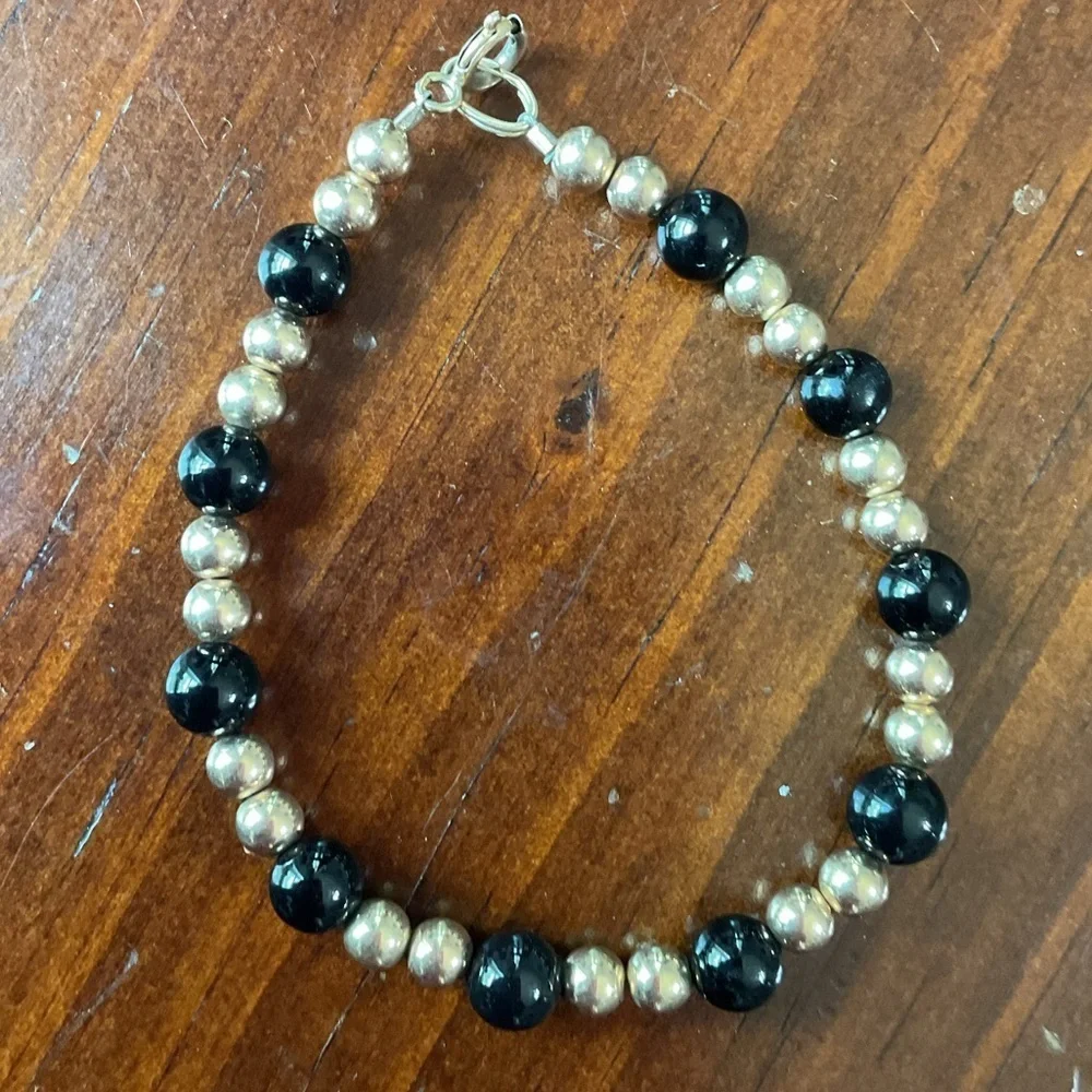 Gold Filled Black Onyx Fine Estate Jewelry Bracelet